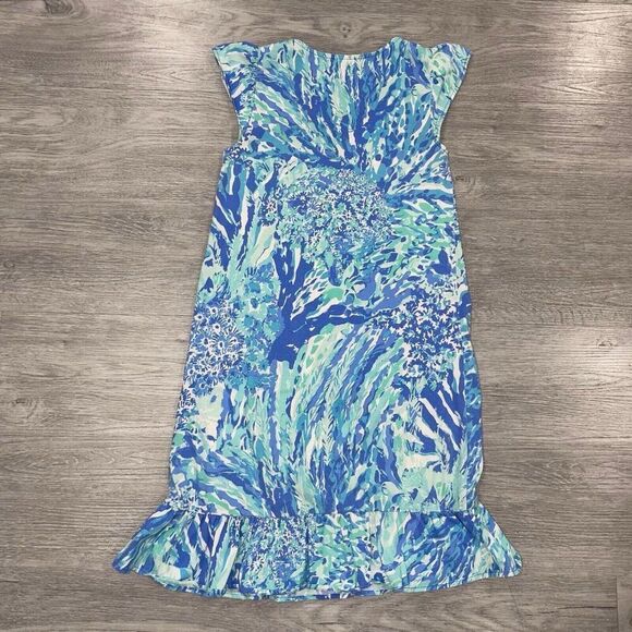Lilly Pulitzer Women’s XXS Blue Hey Soleil Rejina Dress Flutter Sleeves Flounce - Picture 2 of 9